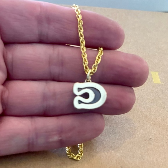 Coach Blue & Gray Lucite “C” Pendant 18k/.925 Sterling Silver Necklace - Picture 6 of 6